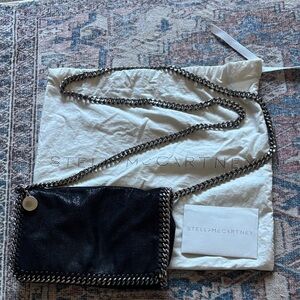 Stella McCartney Black Crossbody Bag with Chain Detail